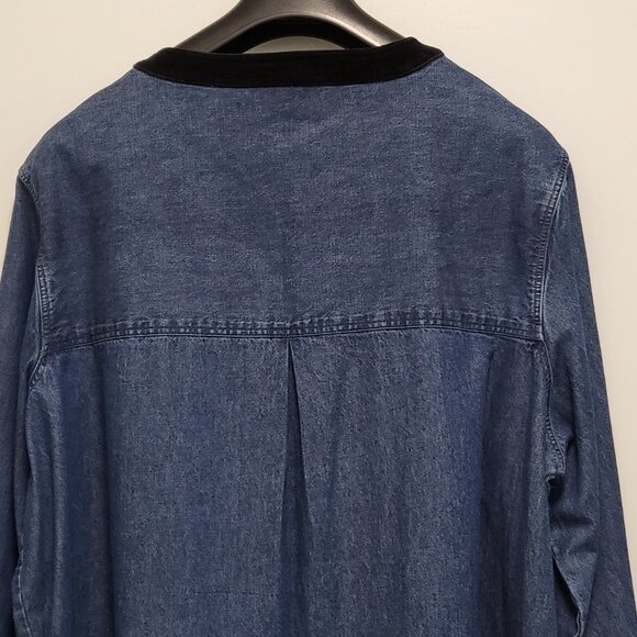 Vintage Westbound Denim Shirt Womens 1X Plus Button Up Long Sleeve Velour Accent - Picture 11 of 16